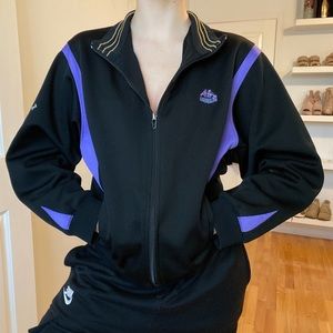 Vintage Kappa unisex retro purple and black track suit jacket